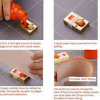 Leather Edge Roller Oil Painting Box with 1 Brass Rollers Leather Edge Processing Tool