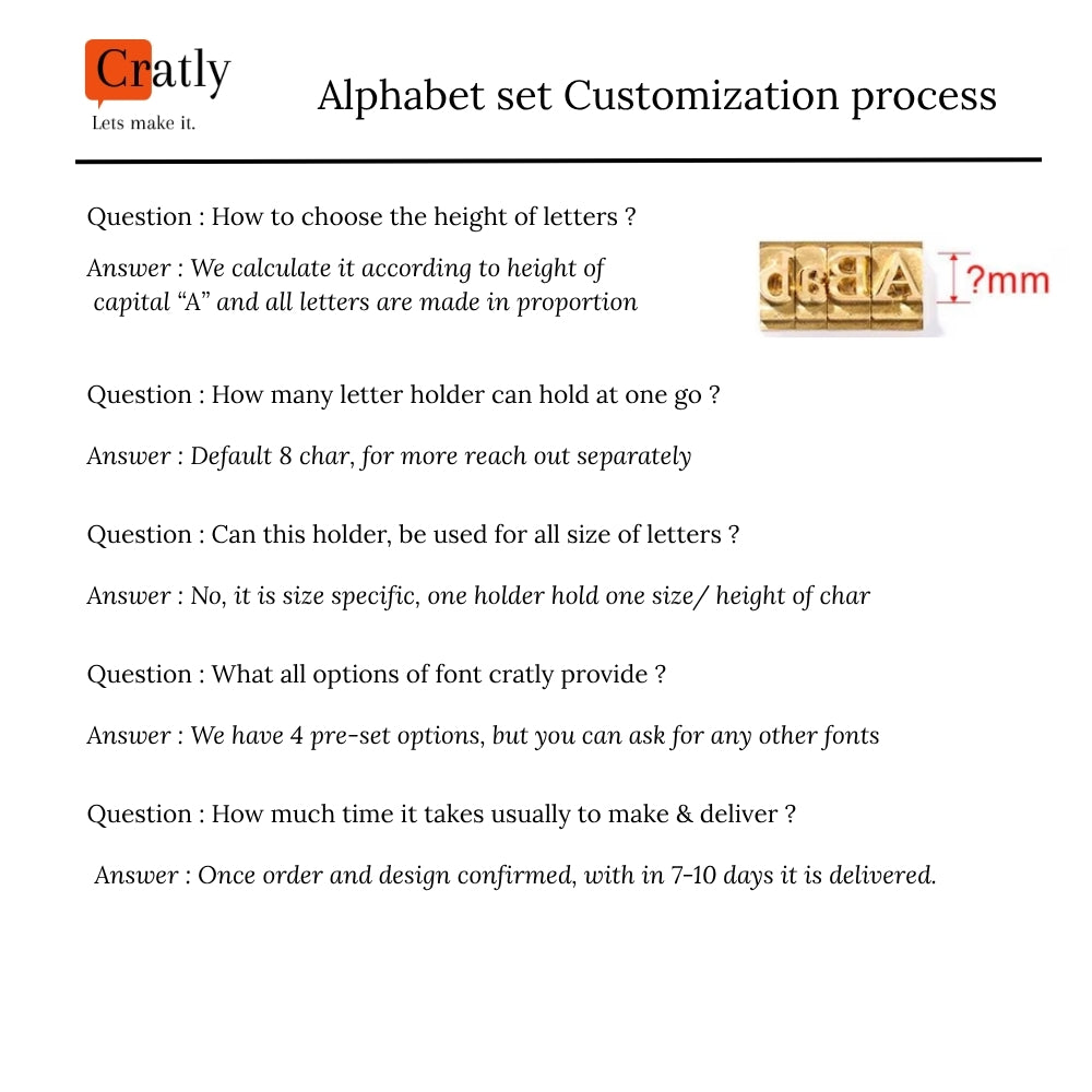 Alphabet Leather Stamp Set A-Z | Brass Letter Stamps for Leather Craft | Cratly