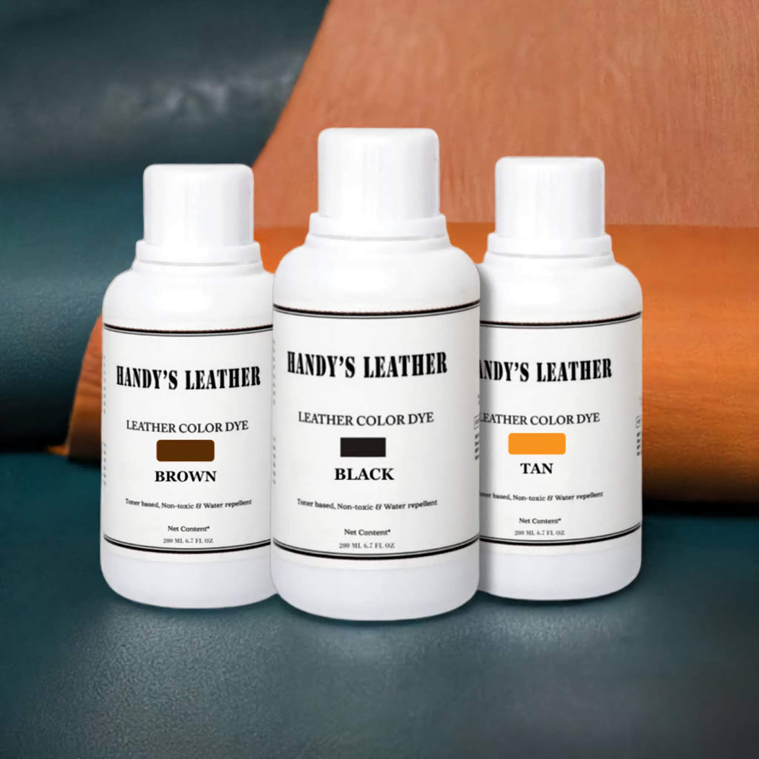 Leather Color Dye Stainer - Set of 3 (Black Brown & Tan)