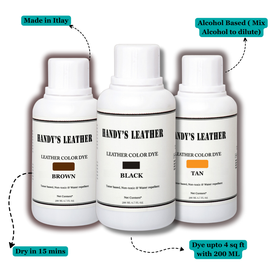 Leather Color Dye Stainer - Set of 3 (Black Brown & Tan)