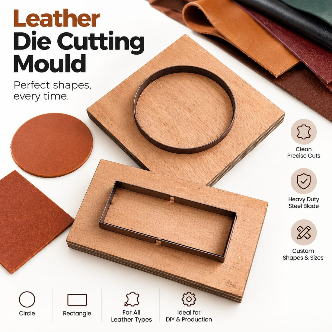 Custom Die Cutting for Leather – Precision Cuts for Unique Designs  - Rectangle