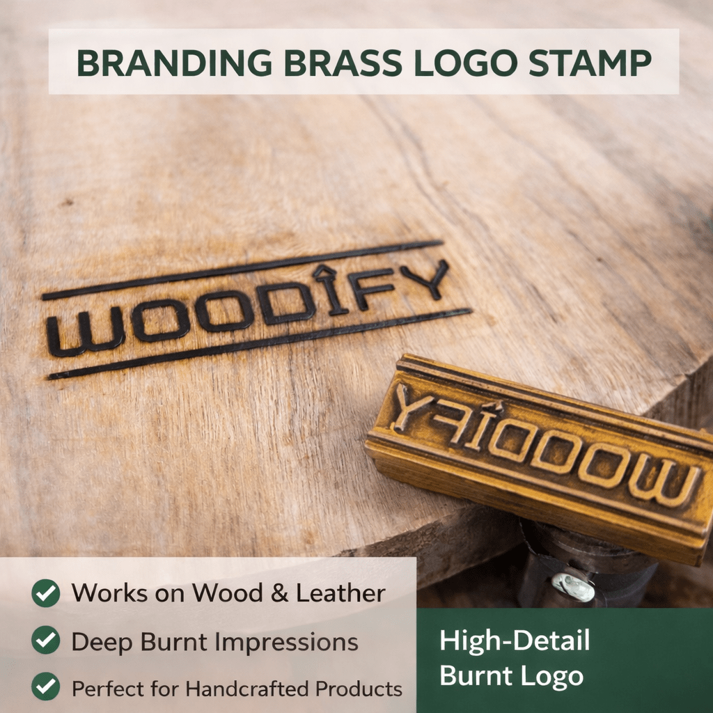 Custom Brass Logo Stamp for Wood Craft | Personalized Branding Stamp