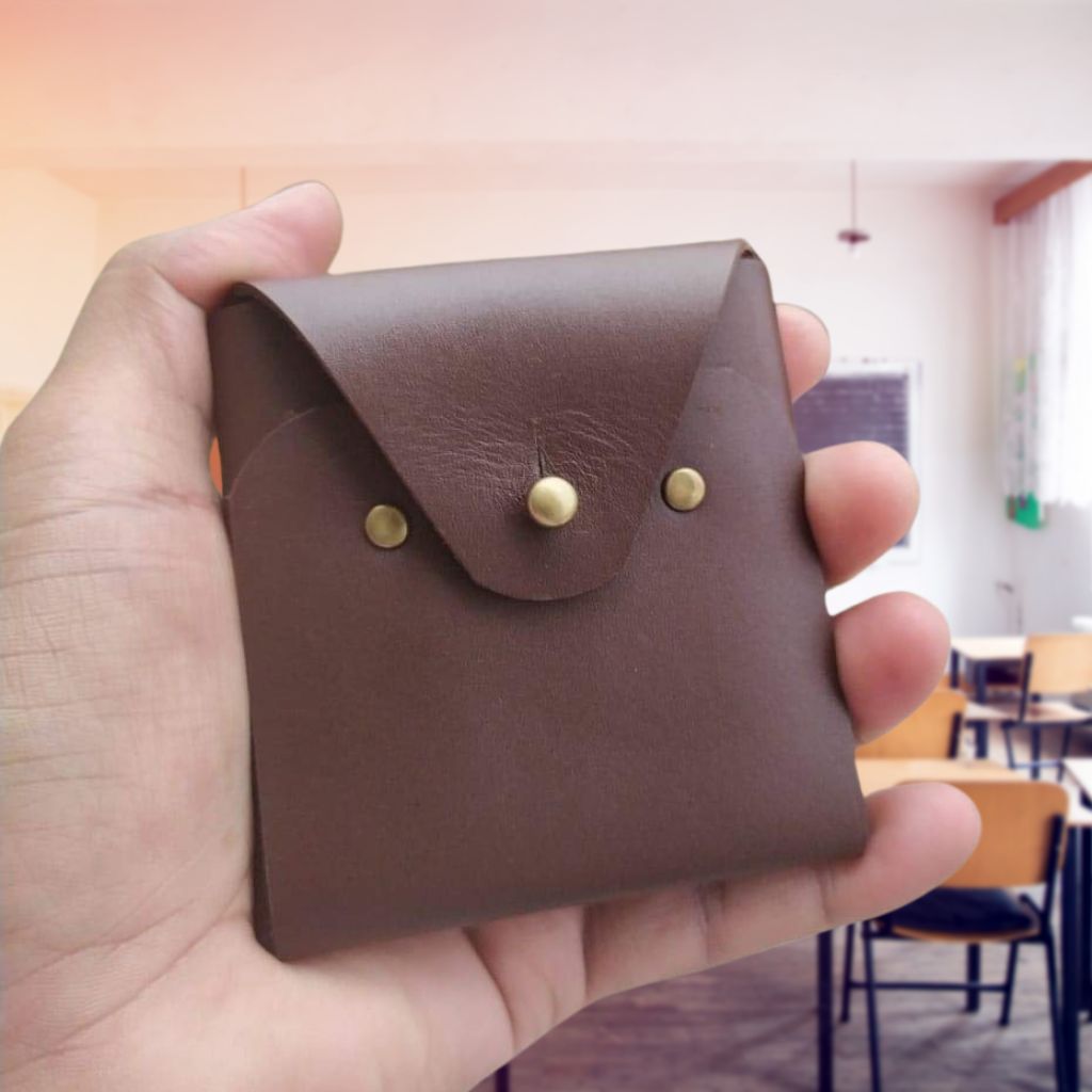 Leather Wallet  -  4 Squre Inch , Brass Button ❤️