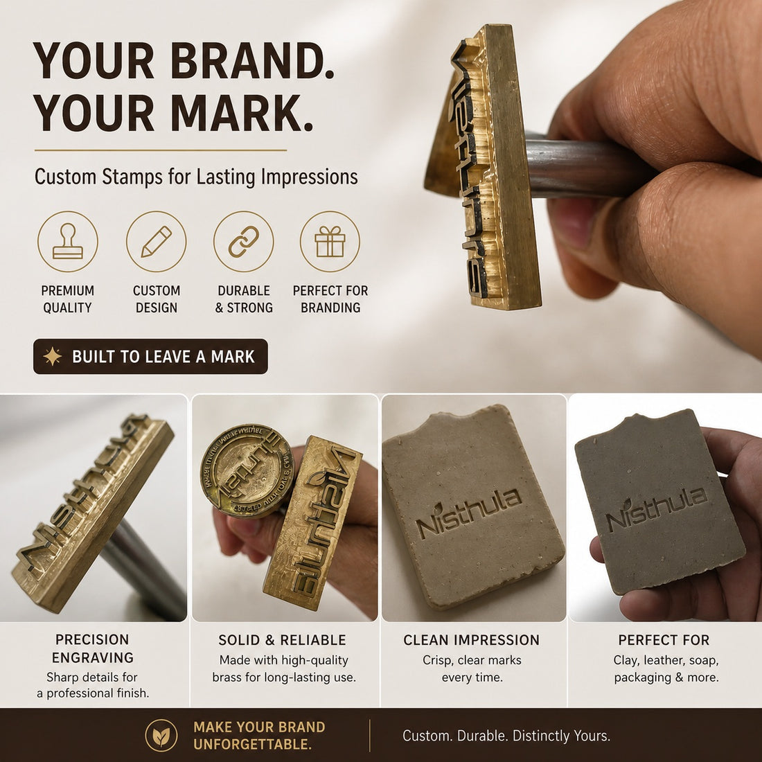 Custom Brass Stamp Logo Embossing on Soap