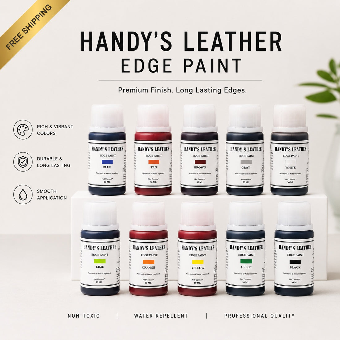 Leather Edge Color – Flexible Crack Resistant Edge Paint Set Of 10 Shades