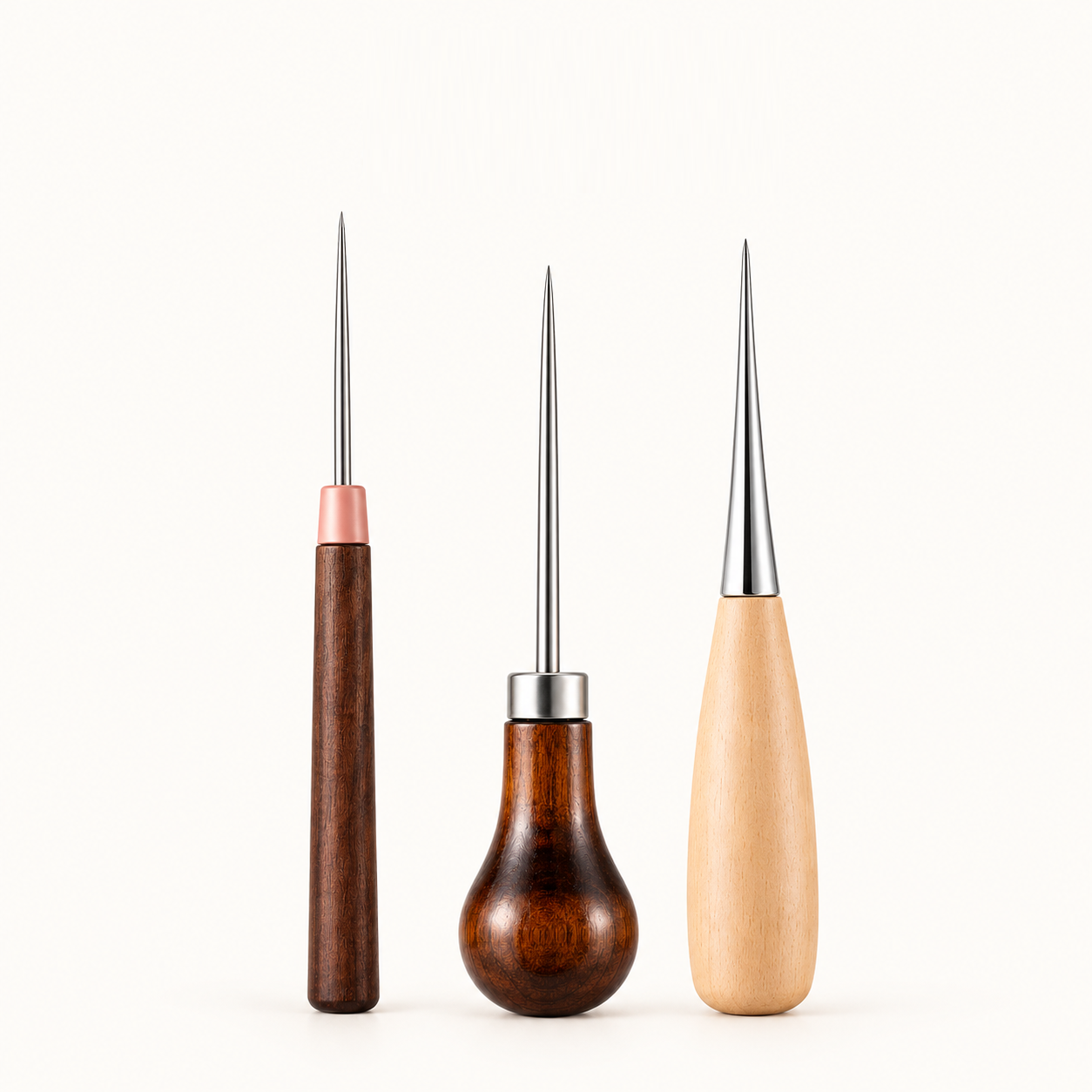 Leather wood handle Awl - Set of 3