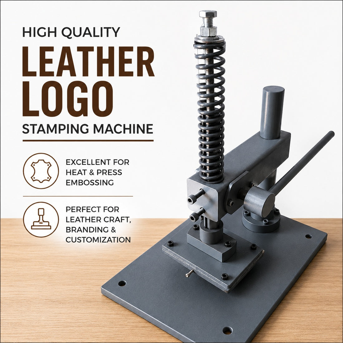 High-Precision Manual Logo Stamping Machine – Ideal for Bulk Leather Branding by Cratly