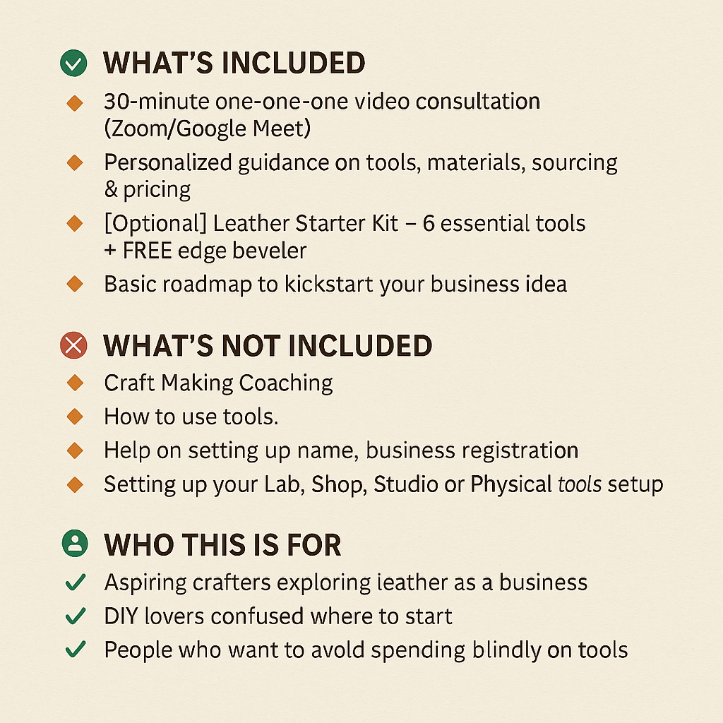 Start Your Leather Business – Consultancy + Starter Kit