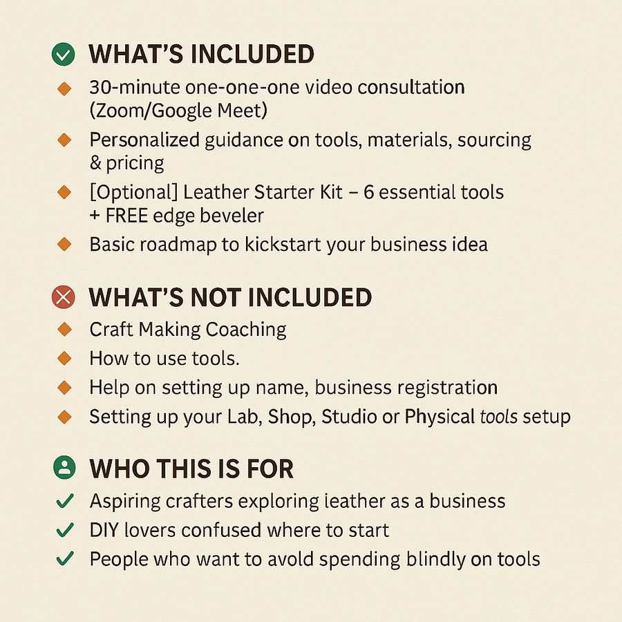 Start Your Leather Business – Consultancy + Starter Kit