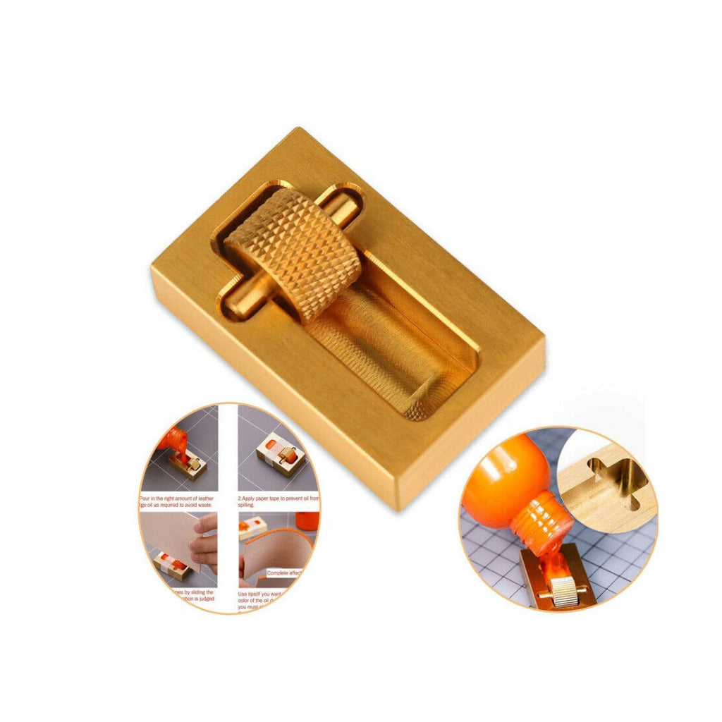 Leather Edge Roller Oil Painting Box with 1 Brass Rollers Leather Edge Processing Tool